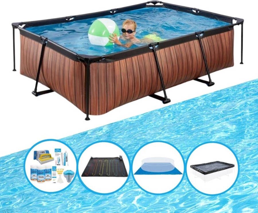 EXIT Toys Exit Zwembad Timber Style Frame Pool 220x150x60 Cm Met Bijbehorende Accessoires