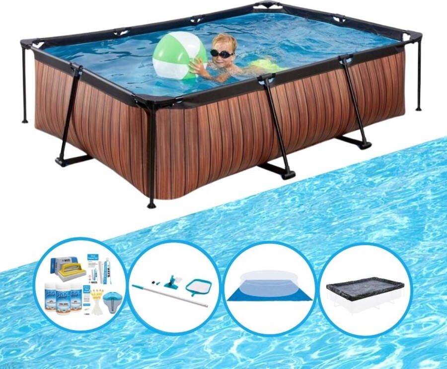 EXIT Toys Exit Zwembad Timber Style Frame Pool 220x150x60 Cm Zwembadpakket