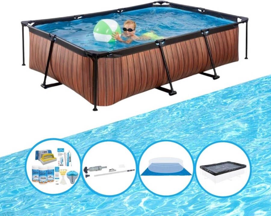 EXIT Toys Exit Zwembad Timber Style Frame Pool 300x200x65 Cm Complete Zwembadset