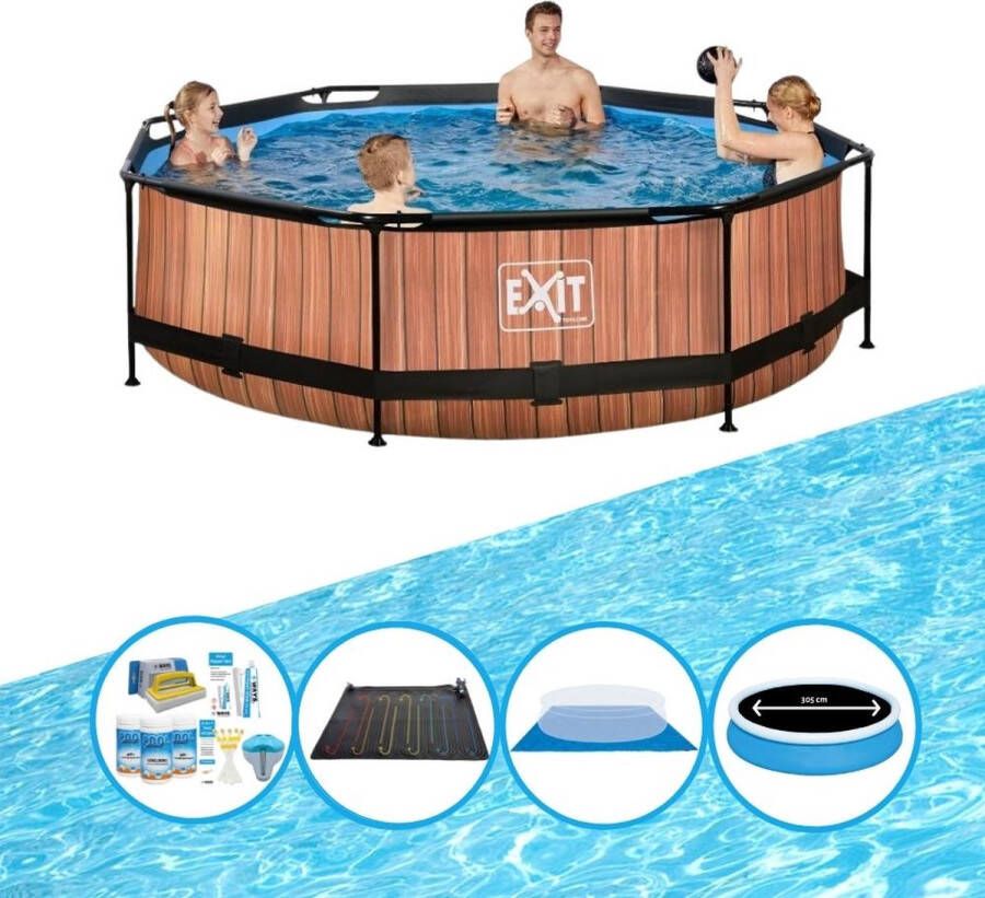 EXIT Toys Exit Zwembad Timber Style Frame Pool ø300x76cm Combi Deal