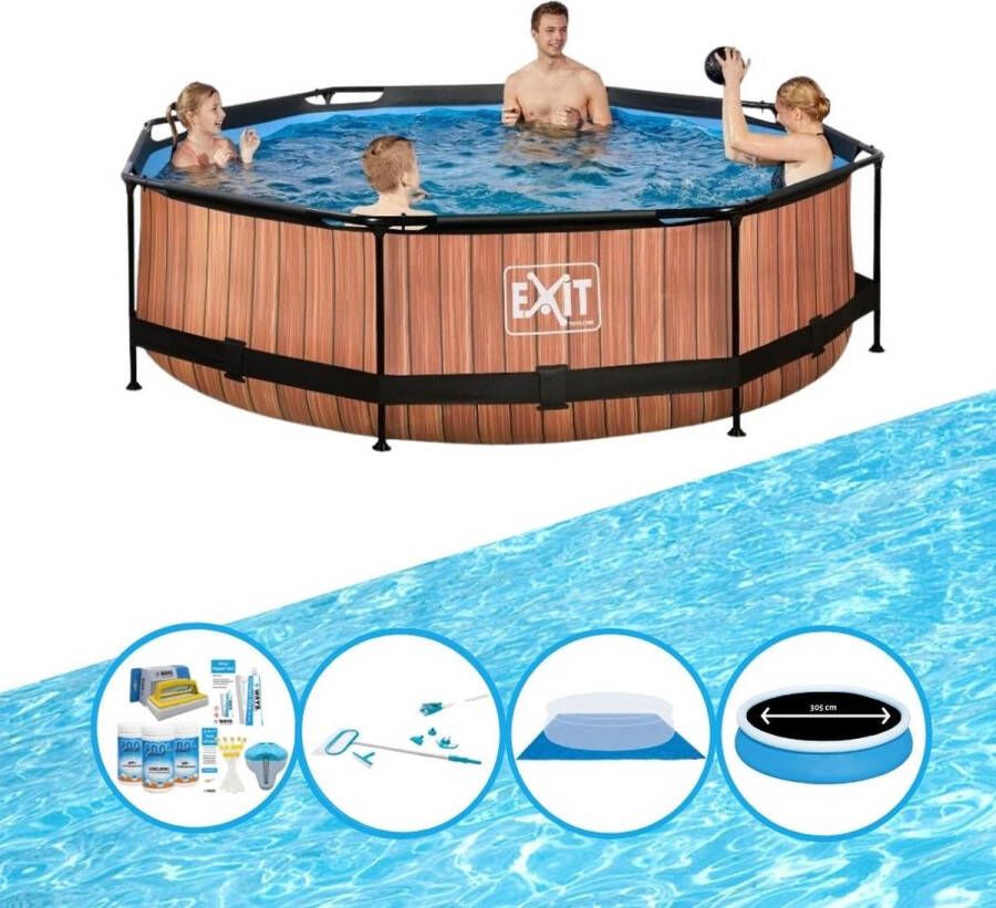 EXIT Toys Exit Zwembad Timber Style Frame Pool ø300x76cm Plus Accessoires