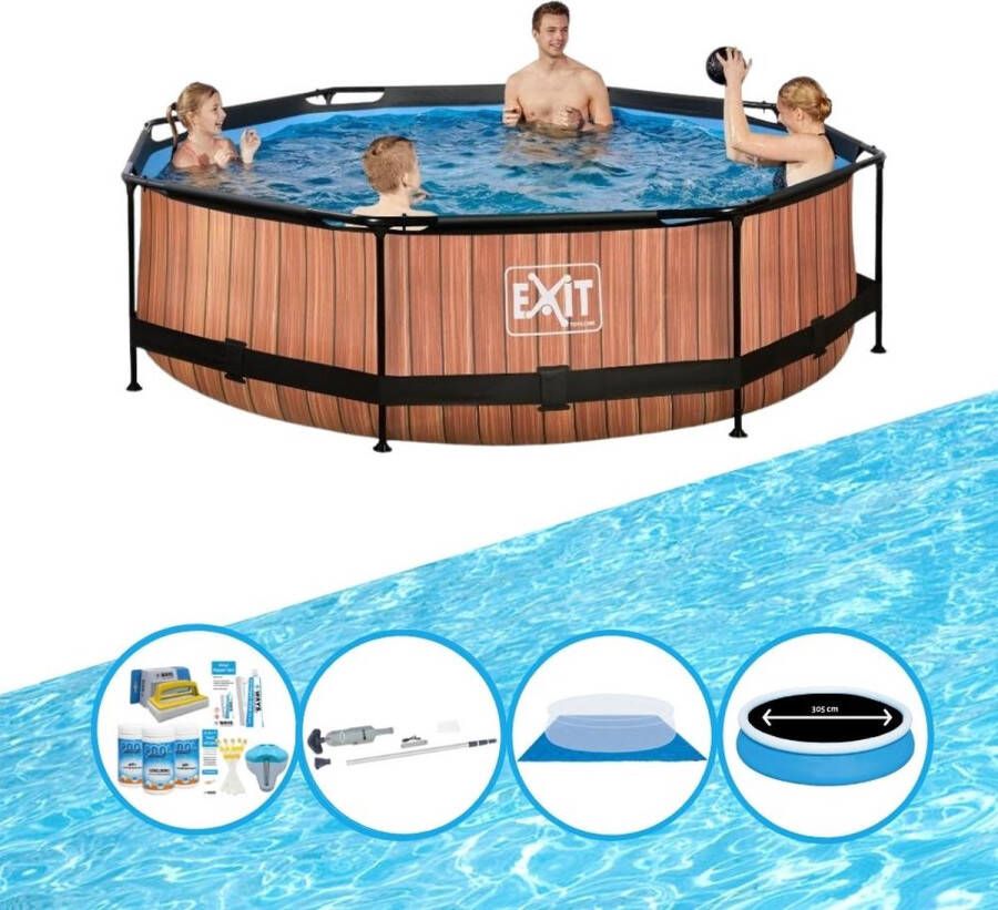 EXIT Toys Exit Zwembad Timber Style Frame Pool ø300x76cm Plus Bijbehorende Accessoires