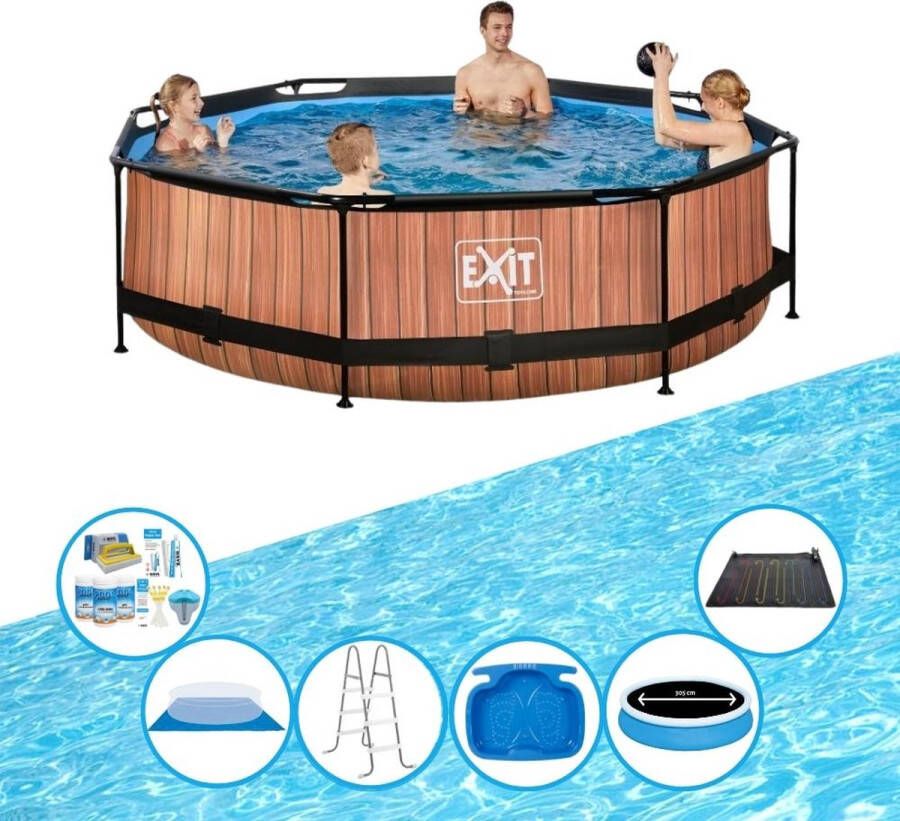 EXIT Toys Exit Zwembad Timber Style Frame Pool ø300x76cm Plus Toebehoren