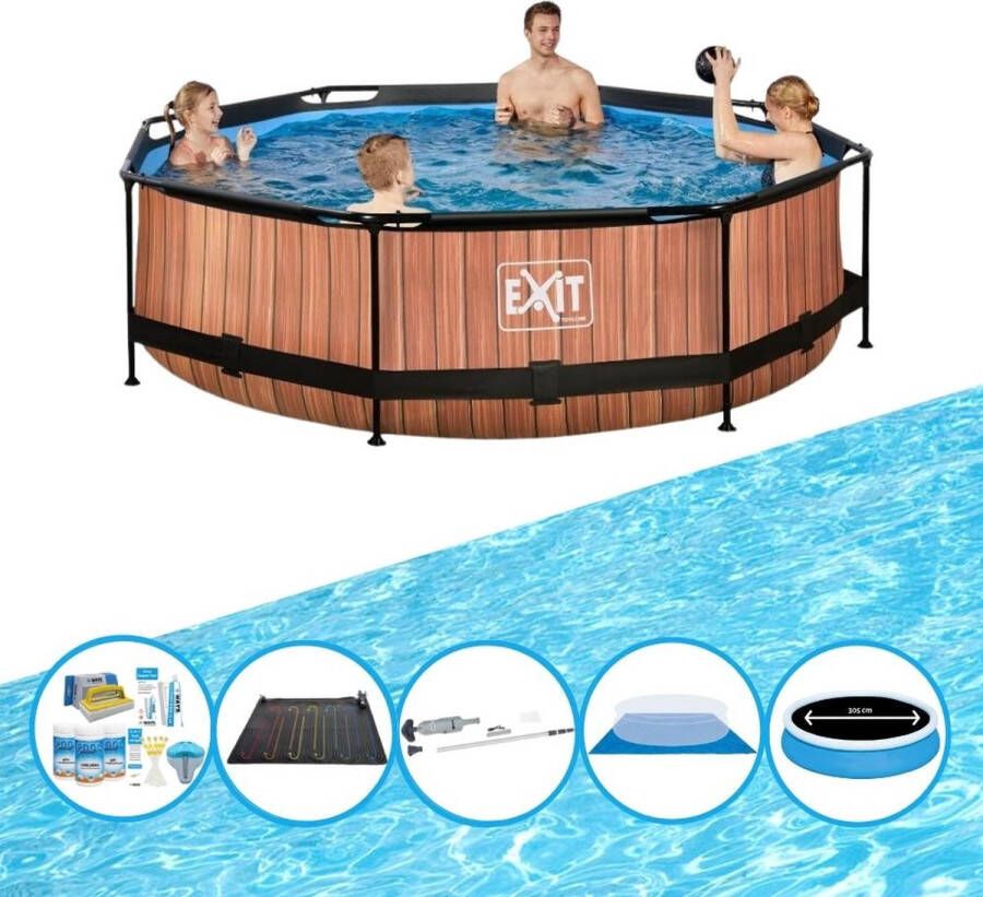 EXIT Toys Exit Zwembad Timber Style Frame Pool ø300x76cm Zwembad Combi Deal