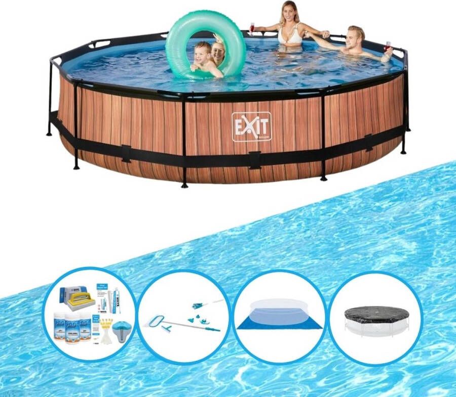 EXIT Toys Exit Zwembad Timber Style Frame Pool ø360x76cm Compleet Zwembadpakket