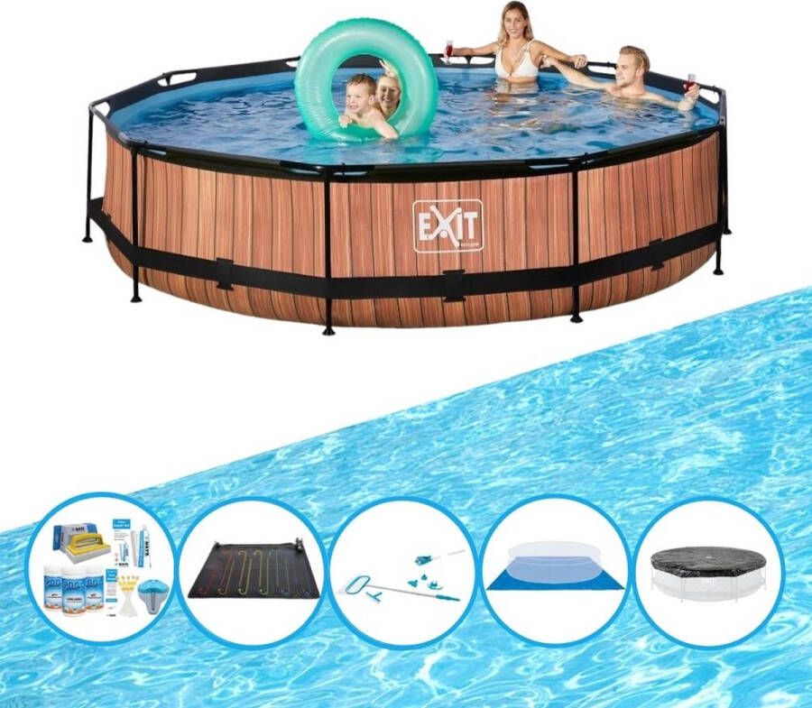 EXIT Toys Exit Zwembad Timber Style Frame Pool ø360x76cm Inclusief Bijbehorende Accessoires