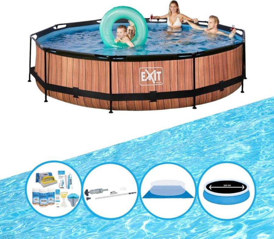 EXIT Toys Exit Zwembad Timber Style Frame Pool ø360x76cm Plus Bijbehorende Accessoires