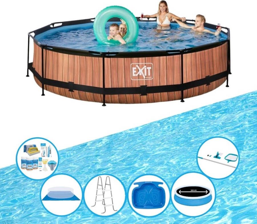 EXIT Toys Exit Zwembad Timber Style Frame Pool ø360x76cm Super Set