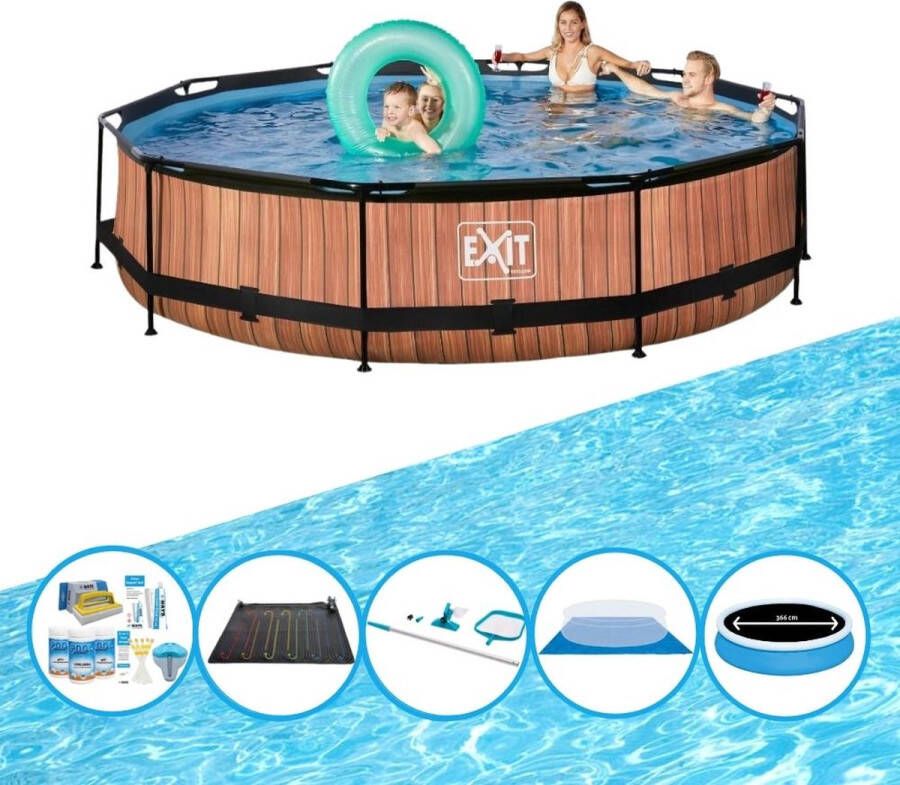 EXIT Toys Exit Zwembad Timber Style Frame Pool ø360x76cm Zwembad Bundel