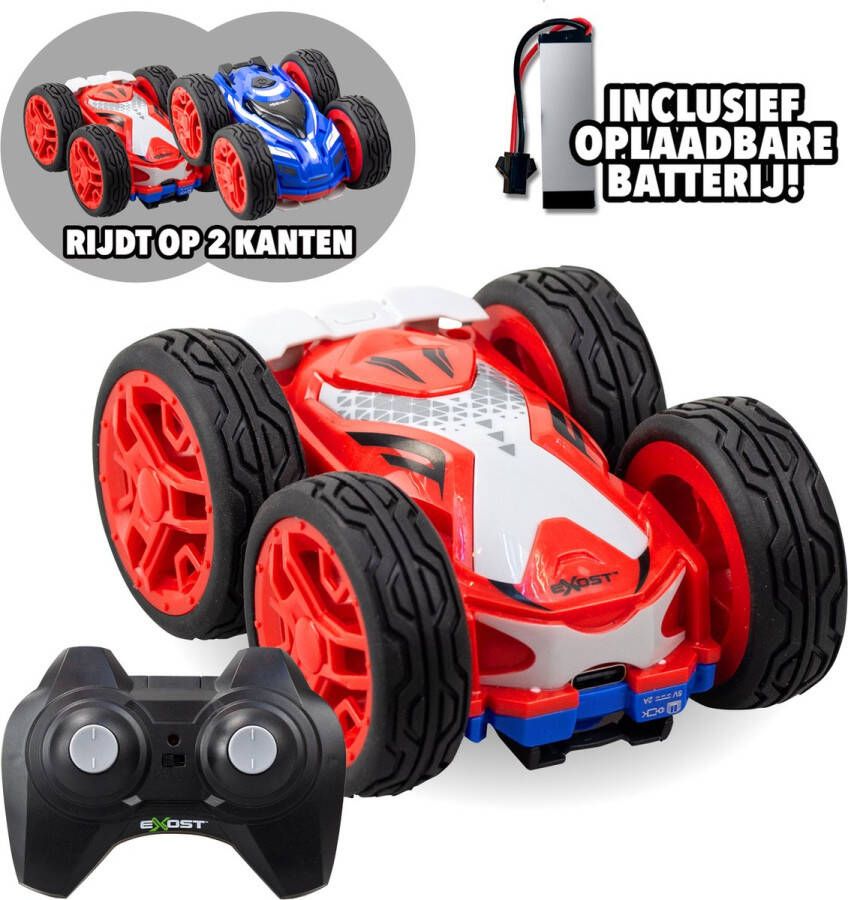 Exost RC Mini Flip NEO rood 1:34 bestuurbare stuntauto incl. oplaadbare batterij RC auto