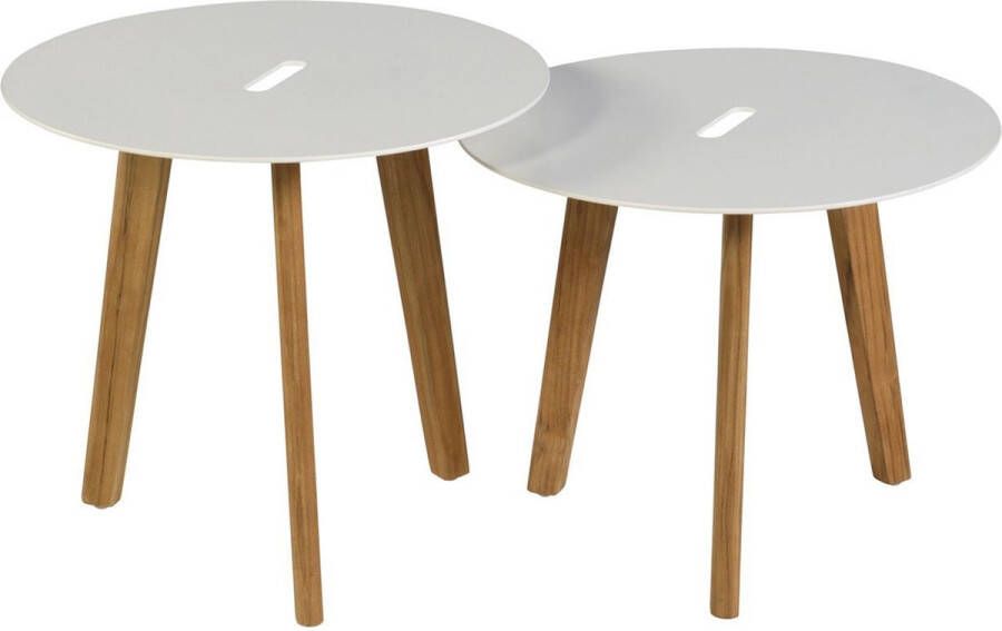 Exotan Outdoor Bijzettafel Laura Teakhout Set van 2 stuks Rond
