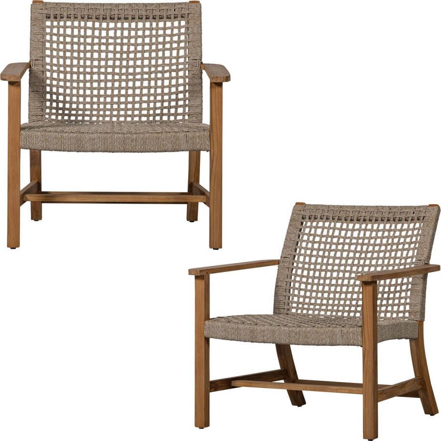 Exotan Copper Tuin Fauteuil Teak Naturel 79x76x85 Set van 2