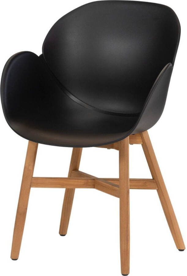 Exotan Fauteuil Buiten Tulip Teak Propyleen Zwart Set van 2