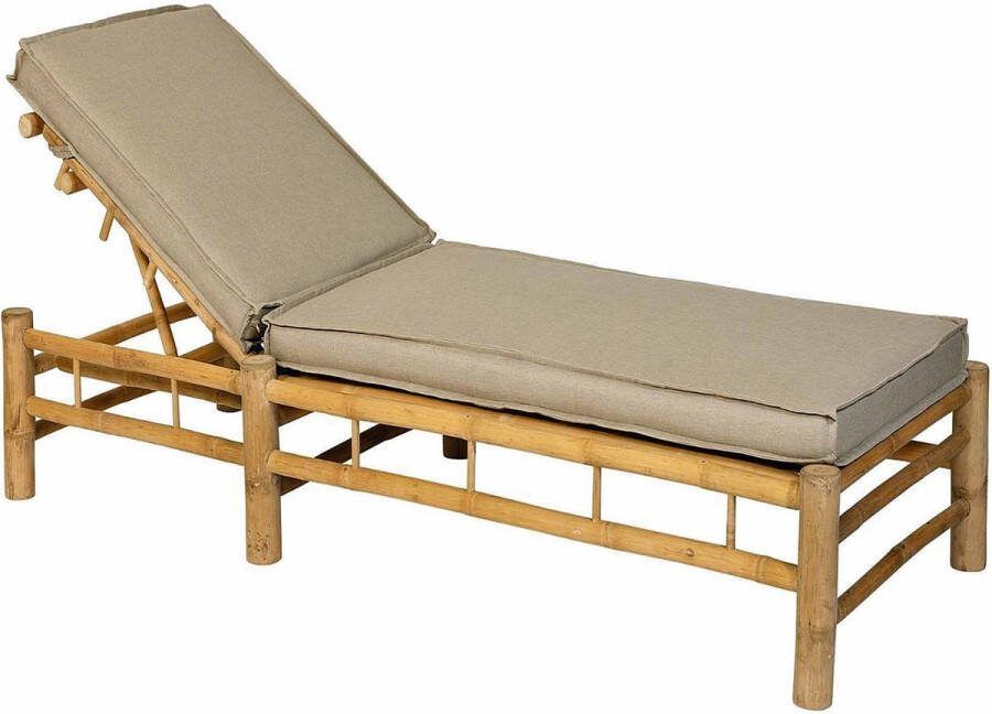 Exotan Bamboo Sunlounger Outdoor Ligbed Bamboe Frame Taupe Spunpoly Kussens