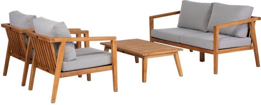Exotan Lucca Loungeset Buiten Fauteuil bank tafel Teak Grijs