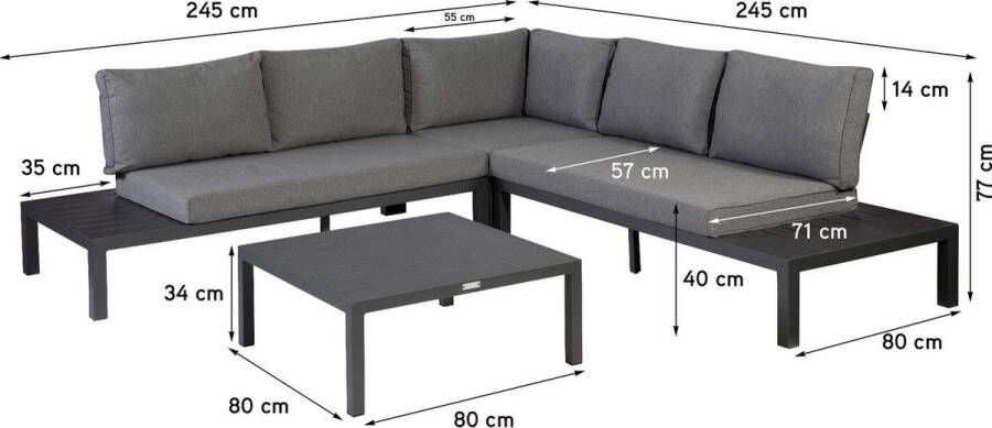 Exotan Persoon Outdoor Living Exotan La Vida loungeset 4-delig Antraciet Aluminium