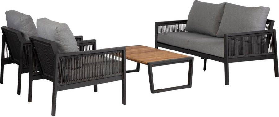 Exotan Sydney Loungeset Buiten Stoel bank tafel Aluminium Zwart
