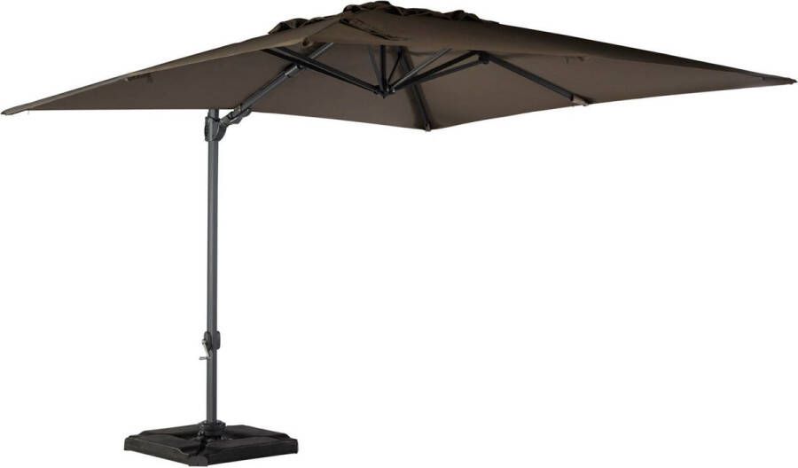 Exotan Roma zweef parasol vierkant polyester dark taupe tilt system & rotating Ø300 cm