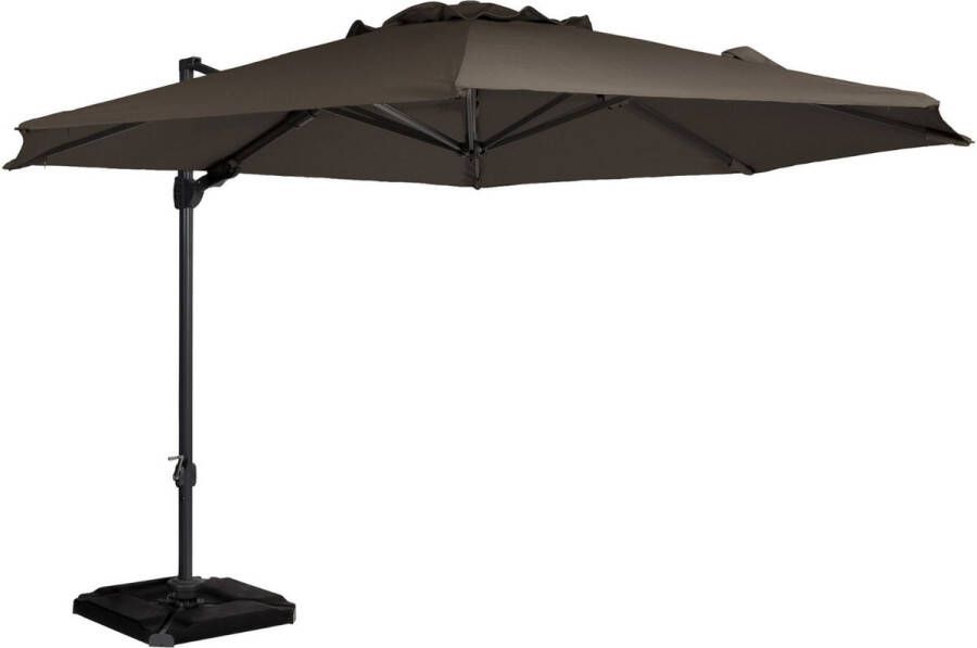 Exotan Roma zweef parasol polyester dark taupe tilt system & rotating Ø350 cm