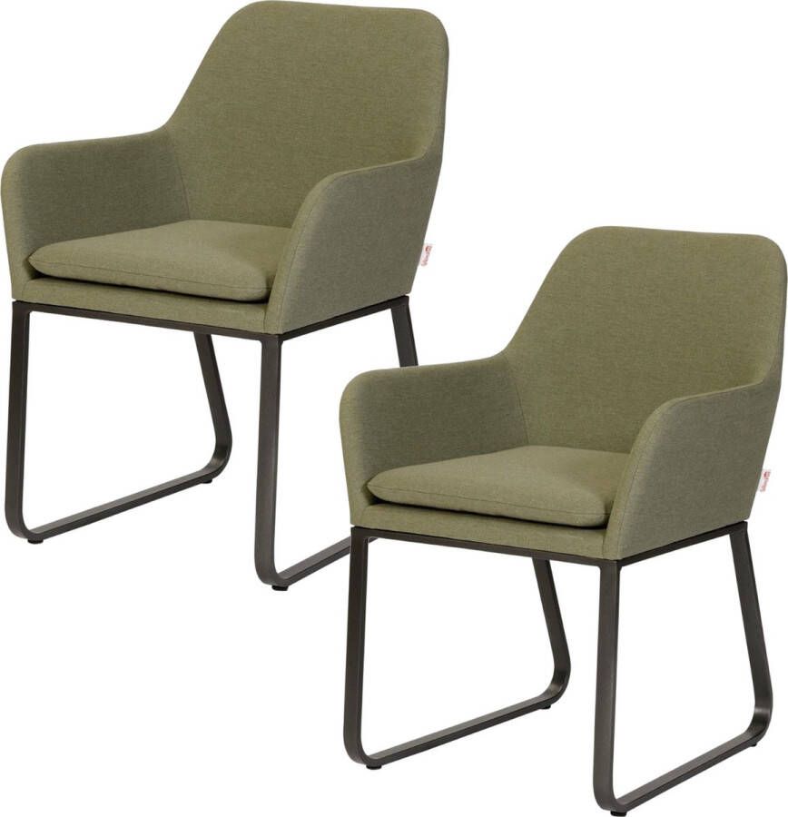 Exotan Fauteuil Buiten Plaza Aluminium Groen Set van 2