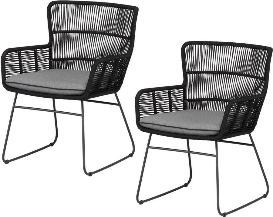 Exotan Grace Tuinstoel Staal touw Antraciet Set Van 2