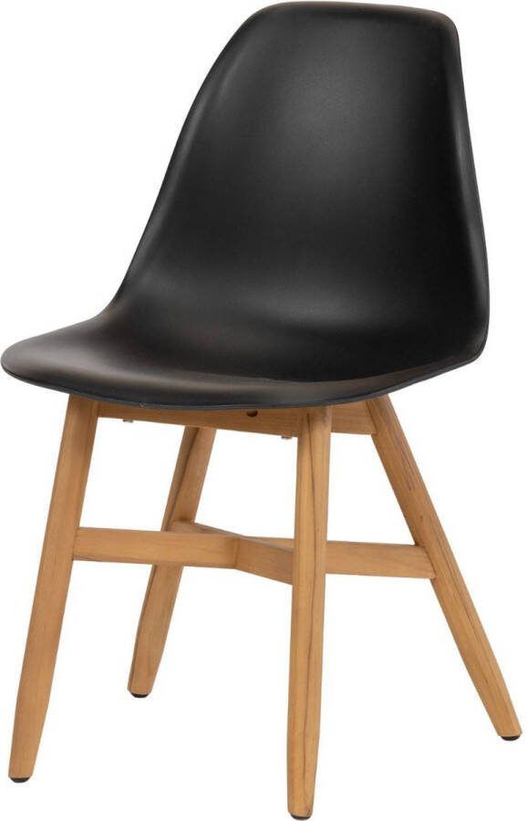 Exotan Tuinstoel Lotus Teak Kunststof Zwart Set van 2