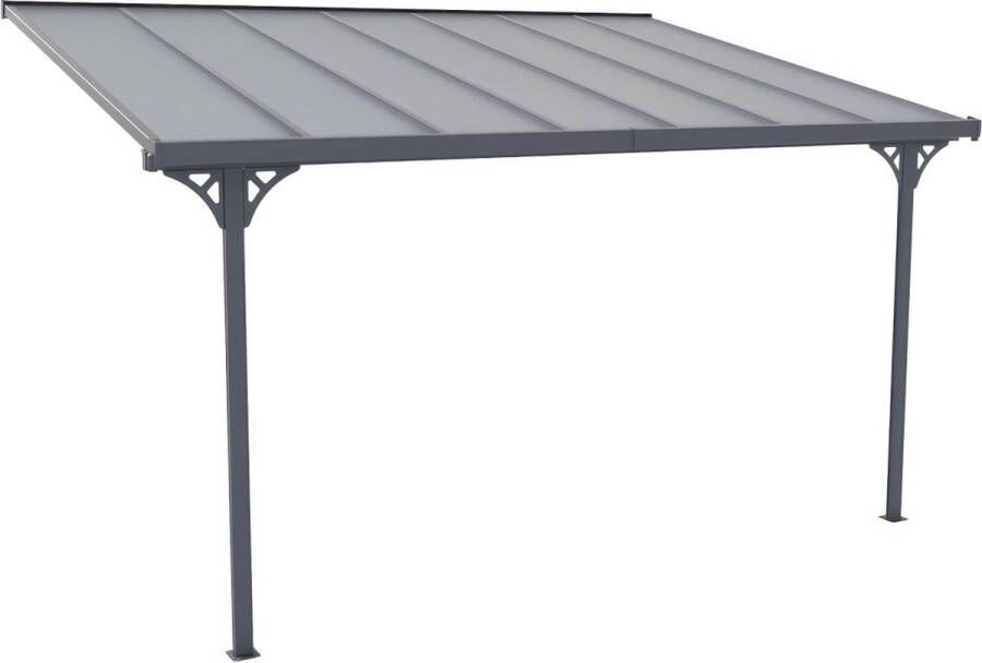 EXPERTLAND Aanleunende pergola in aluminium 13 2m² antraciet ALVARO L436xD305xH240 285 cm L 436 cm x H 285 cm x D 305 cm