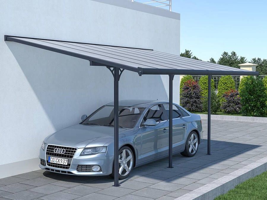 EXPERTLAND Aanleunende pergola in aluminium 15 1m² antraciet ALVARO L497xD305xH240 285 cm L 497 cm x H 285 cm x D 305 cm