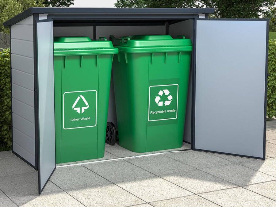 Vente-unique Containerberging voor 2 containers van hars DENEB Grijs L199 x D09 x H149 cm L 199 cm x H 149 cm x D 90 cm