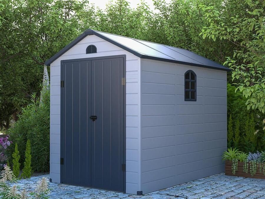 EXPERTLAND Tuinschuur van hars CESIO Grijs 5 32m² L 176 cm x H 180 cm x D 268 cm