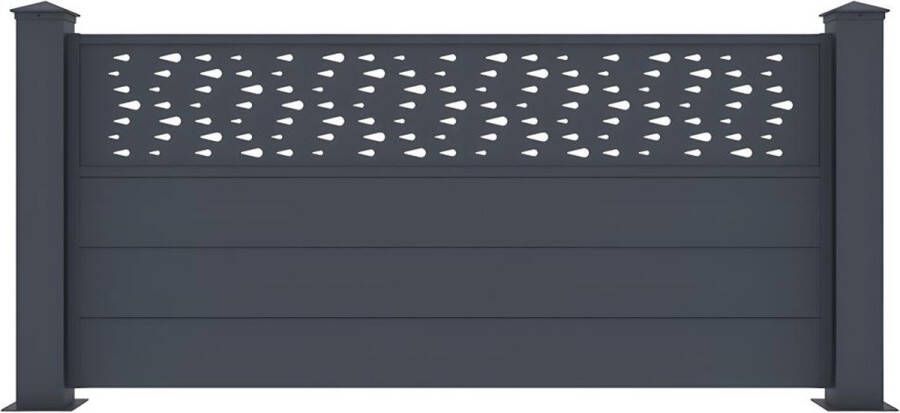 EXPERTLAND Schutting van aluminium met motieven H.89 cm x B.189 cm Antraciet BAZIO L 168 cm x H 78 cm x D 15.3 cm