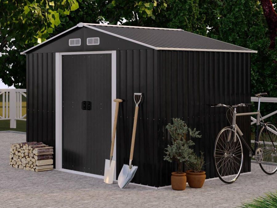 EXPERTLAND Tuinhuisje van grijs gegalvaniseerd staal MANSO 5 2m² L 247 cm x H 170 cm x D 191 cm