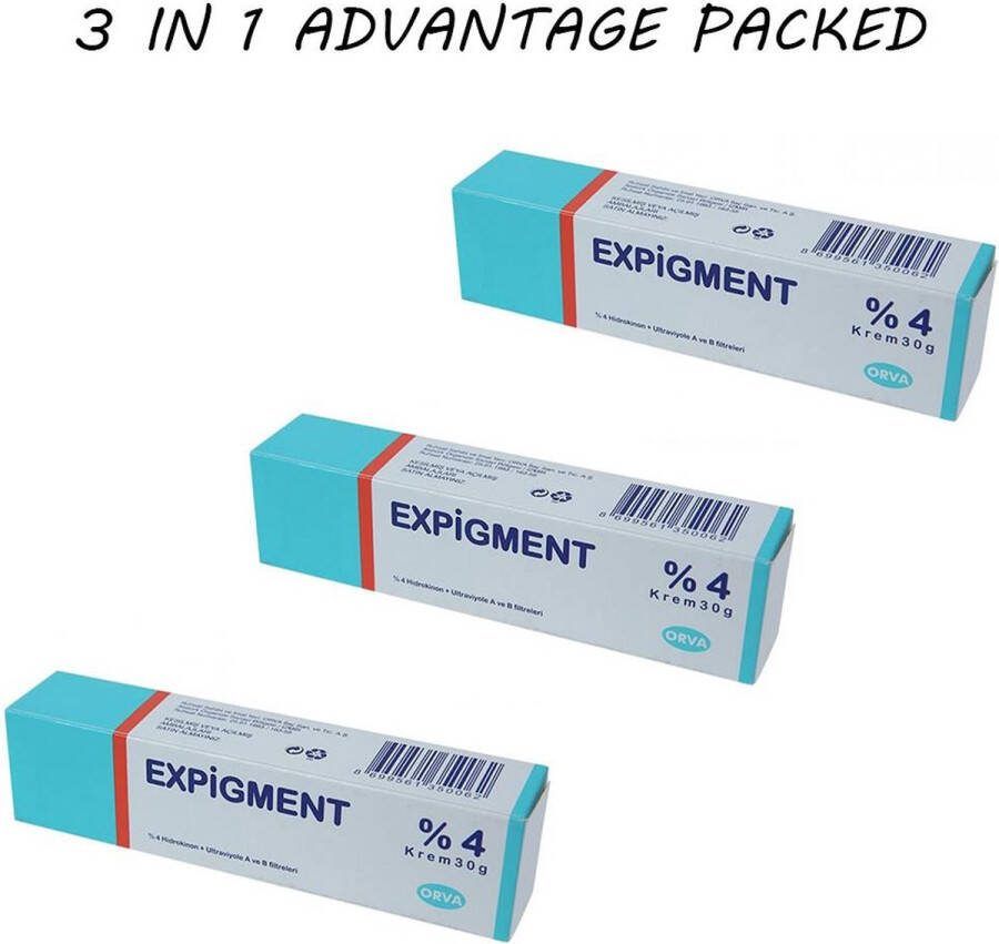 Expigment 3x 4% 3 Tubes Nachtcrème Behandeling van Pigmentvlekken en Oneven huidskleur 3x 30gr