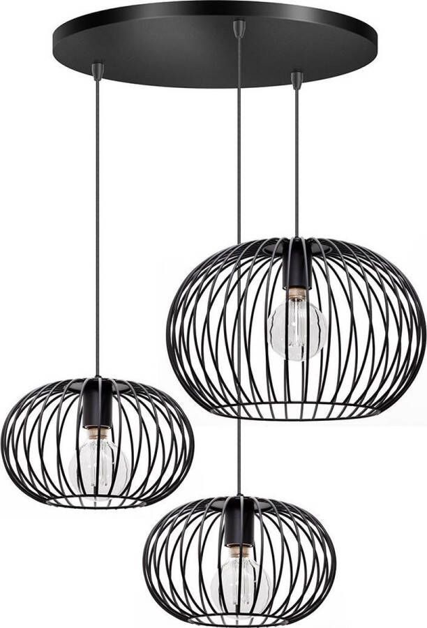 ETH verlichting | ETH Wire 2.0 Trio D50cm 2x E27 30cm&1x E27 40cm Zwart | Woonaccessoires | Hanglamp
