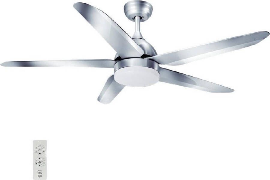 Expo Trading The Fan no.4 plafondventilator 5 blads Staal 132cm led -dimbaar- 18w remote control Timer functie