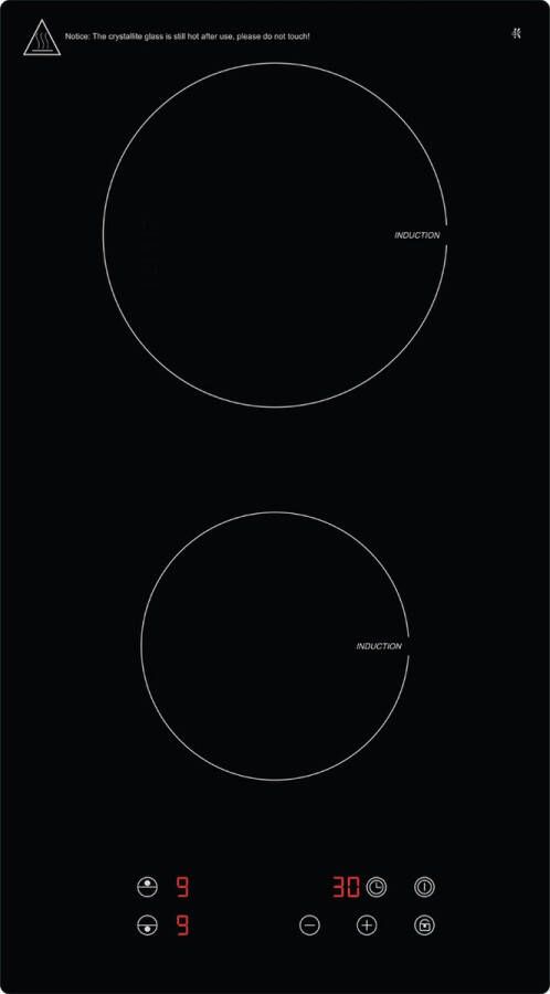 Exquisit EKI300-2 Inductiekookplaat 5 Jaar garantie Inbouw 2 Kookzones Timer functie Geleverd met stekker Zwart