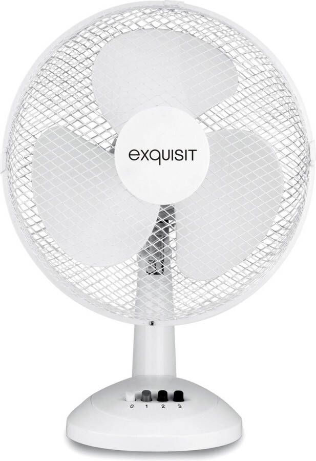 Exquisit Tafelventilator VT 34062 we vermogen 35 W 3 vermogensstanden oscillerend kantelbaar met draaggreep rotor Ø 300 mm wit
