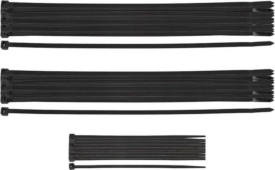 Extreme Kabelbinders Tie-wraps Tyraps Mix ZWART 75 stuks 3 Maten