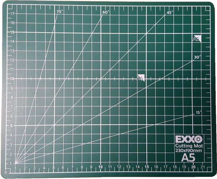 Exxo #10040 A5 Snijmat GROEN 5-laags zelfhelend 2-zijdige rasterdruk -19x23cm