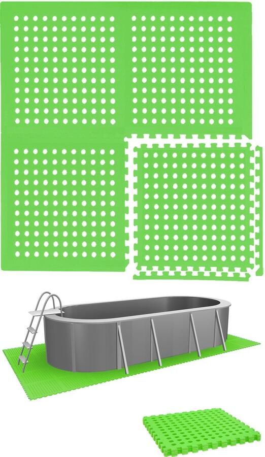 Eyepower 1m² Zwembadmat 4 Grote Matten 50x50 Zwembadonderlaag Zwembad Ondervloer