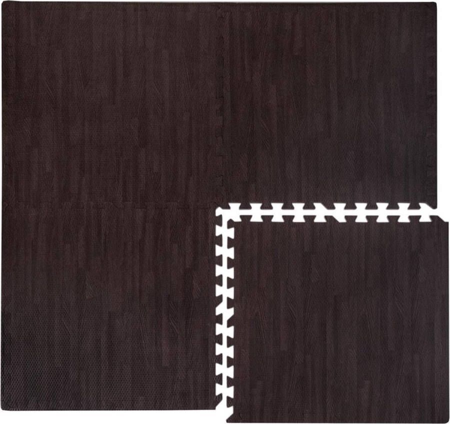 Eyepower Puzzelmat houten motief 60x60cm vloerdecoratiemat beschermend puzzel tapijt