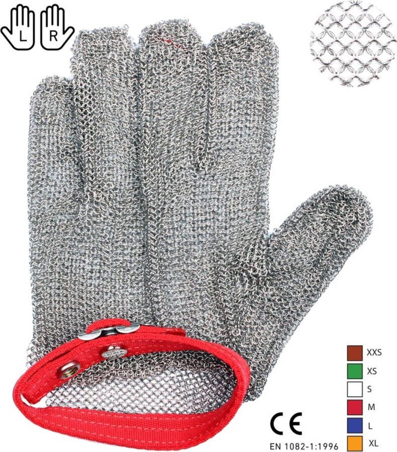 EZ-Profi Oesterhandschoen RVS met Extra Kleine Ringen Maat M 21.5 cm Omtrek