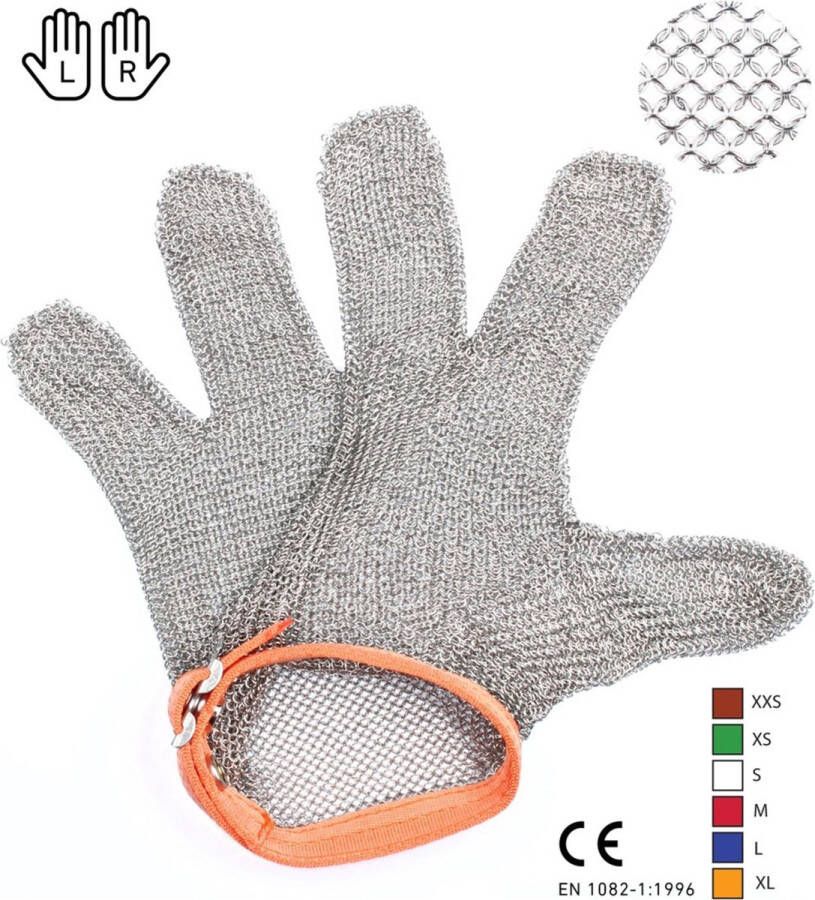 EZ-Profi Oesterhandschoen RVS met Extra Kleine Ringen Maat XL 22.5 cm Omtrek