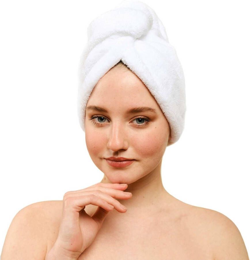 EZMarkt Haarhanddoek Microvezel Handdoek Microvezel Handdoek Haar Alle Haartypen 25x70cm Extra Groot Wit
