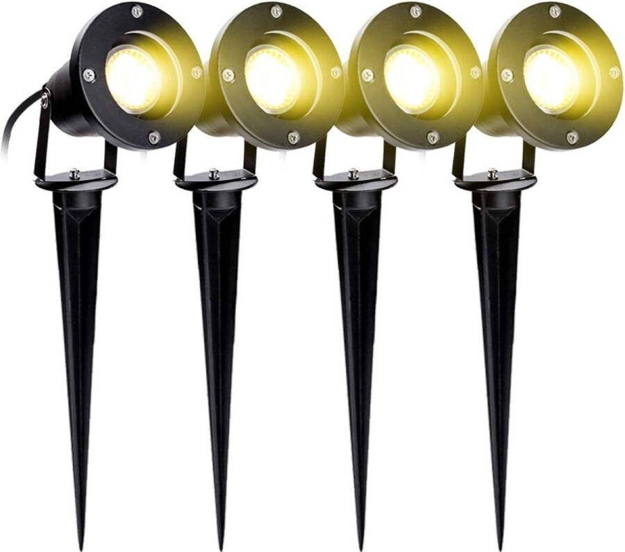 EZMarkt LED Prikspot Grondspot 5W IP65 3000K Warm wit licht Geïntegreerd LED 4 Stuks