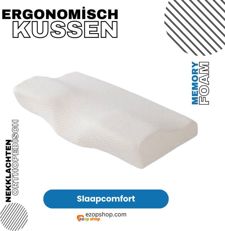 Ezopkus Koudschuim Hoofdkussen voor Hoofd Nek en Schouders |50cm Wit |Memory Foam Orthopedisch Ergonomisch Kussen