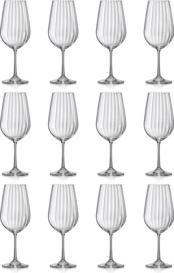 Salt and Pepper F2D Optic Luxe Wijnglas Set van 12 Elegante Kristalheldere Glazen 55 cl Ideaal voor Rode & Witte Wijn