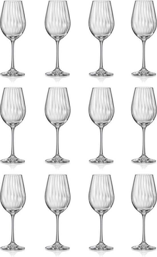 Salt and Pepper F2D Optic Luxe Wijnglas Elegante Kristalglas Glazen 35 cl Set van 12 Ideaal voor Rode & Witte Wijn