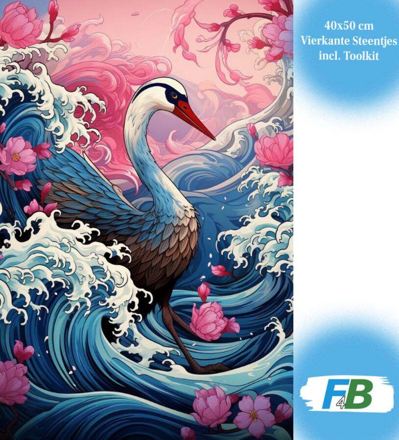 F4B Zwaan in Golf Diamond Painting 40x50cm Vierkante Steentjes Dieren Vogel Zee Diamond Painting Pakket Volwassenen Kinderen Volledig Dekkend