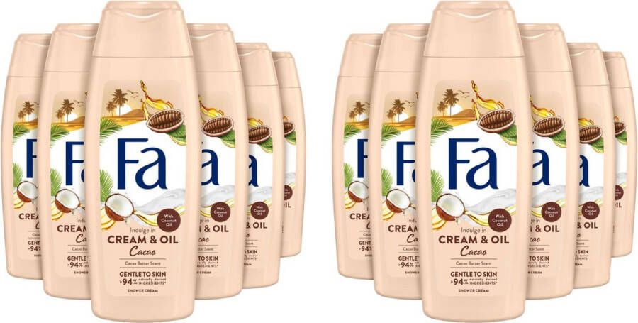 Fa 12x Douchecréme Cream & Oil Cacaobutter & Coconut oil 250 ml